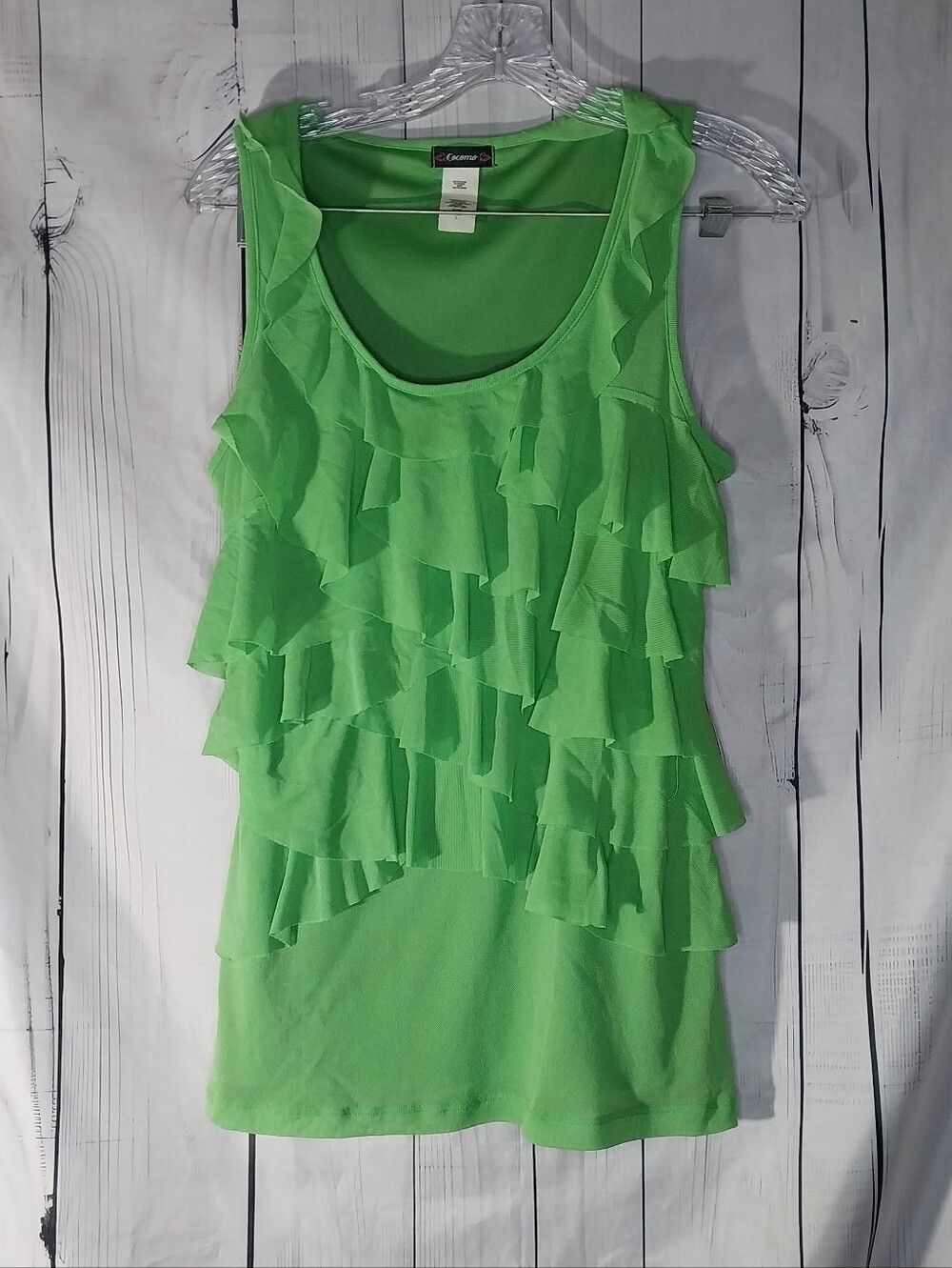 Cocomo Bright Lime Ruffle Tiered Multi-Layered Ruffles Y2K Sleeveless Tank